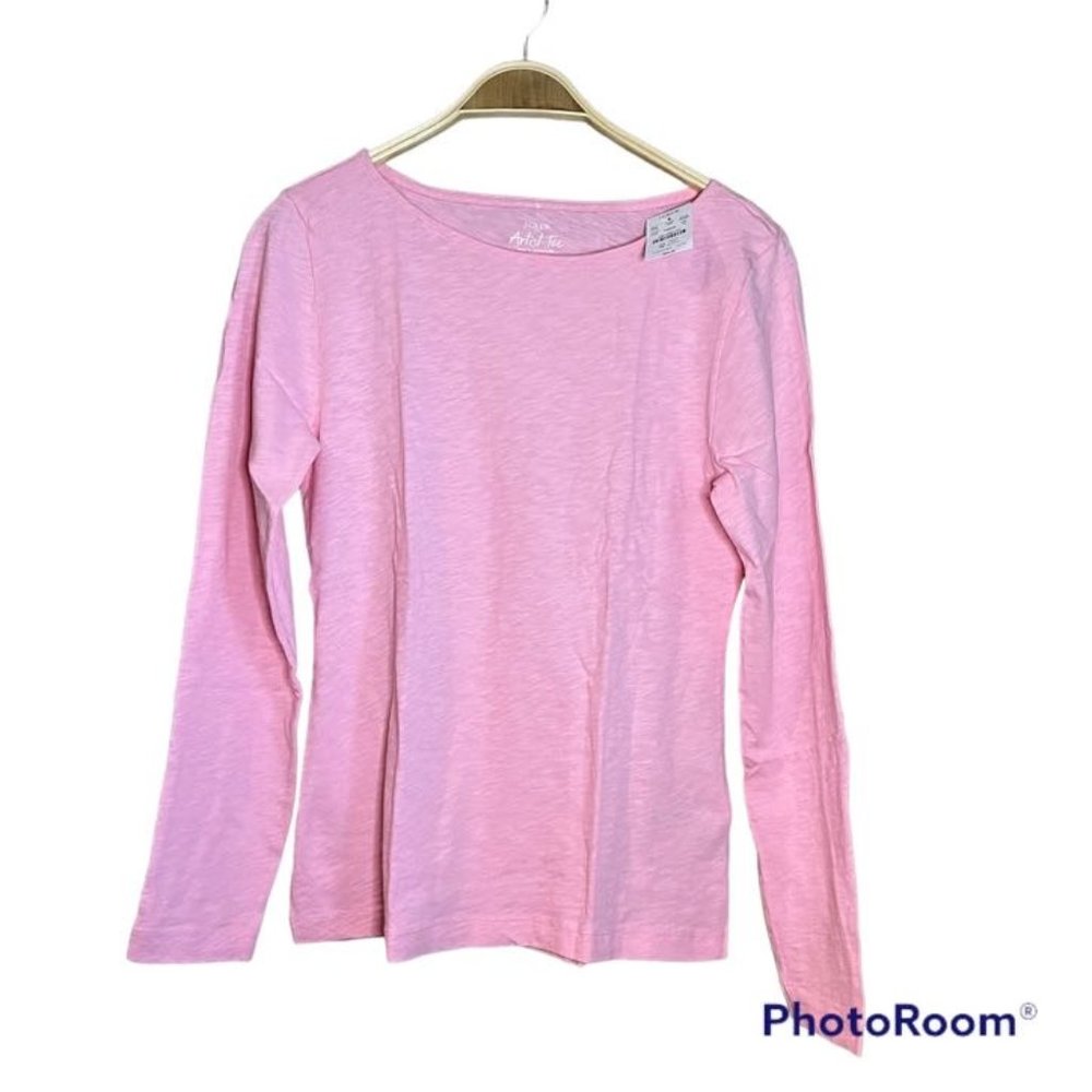 J Crew Factory Pink Long Sleeve Artist Tee Size M, NWT